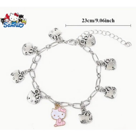 Sanrio Hello Kitty Silver Charm Bracelet – Cute Alloy Chain with Adorable Charms - Picture 3 of 4